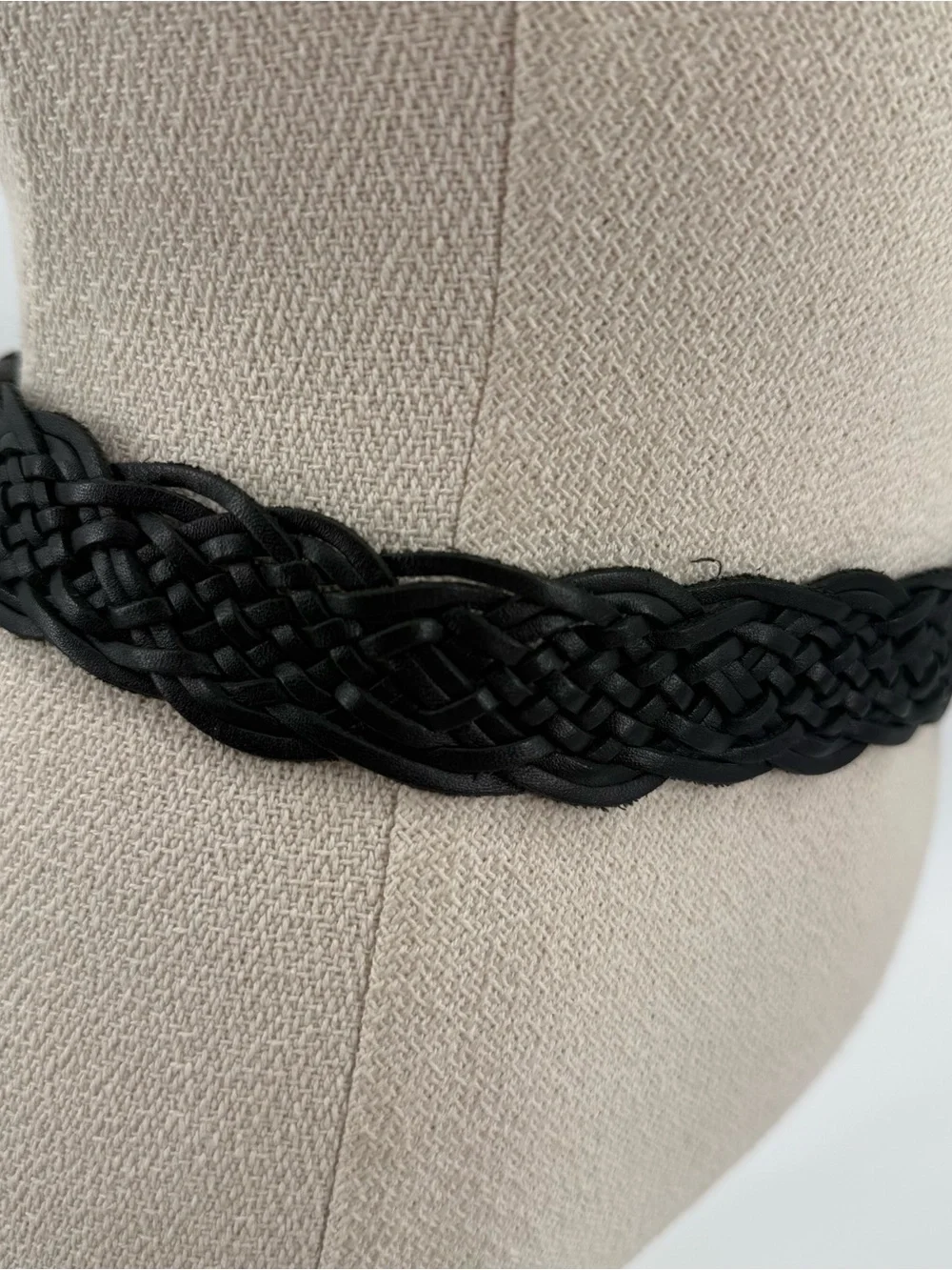 Talbots Black Braided Leather Belt Silver Buckle Size 3X Classic